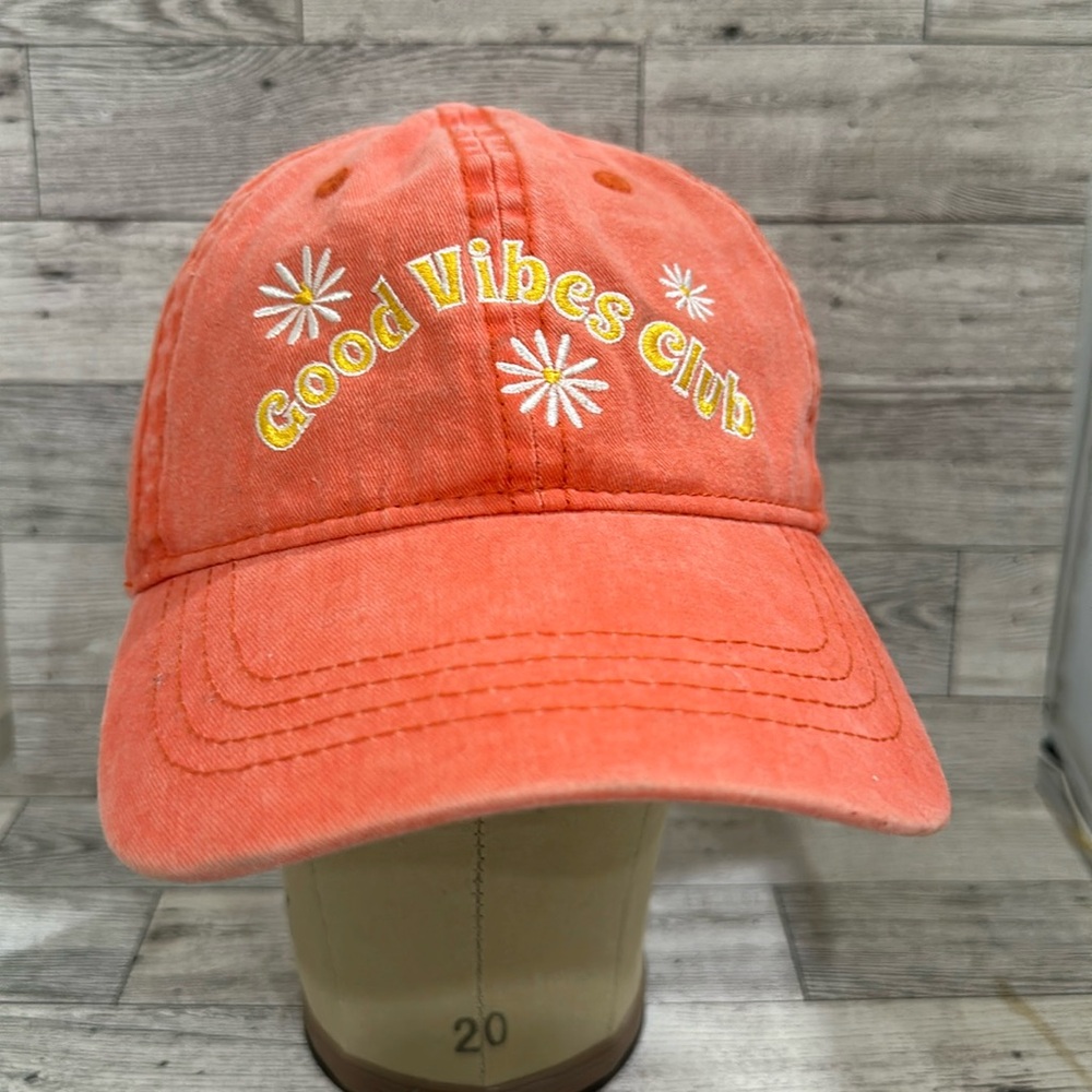 Good vibes club Orange floral baseball cap hat